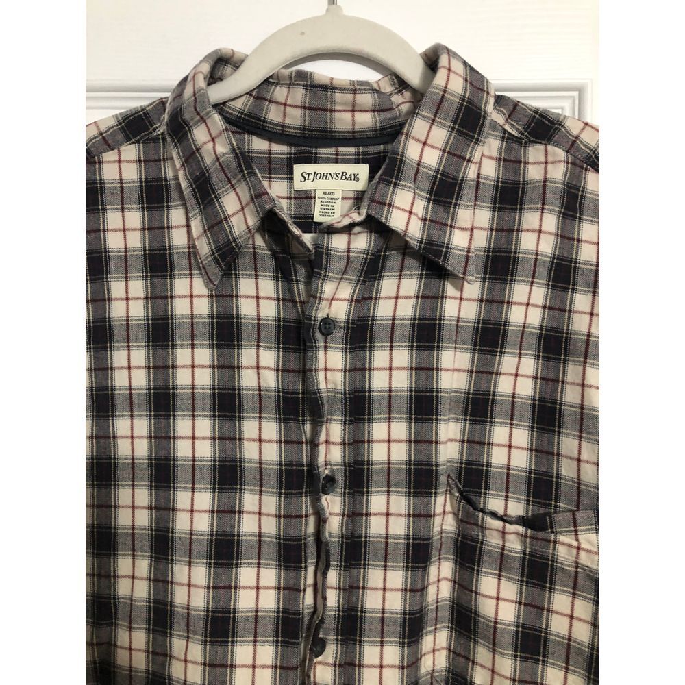 Saint johns bay size extra large men's plaid button 100% cotton Fall casual